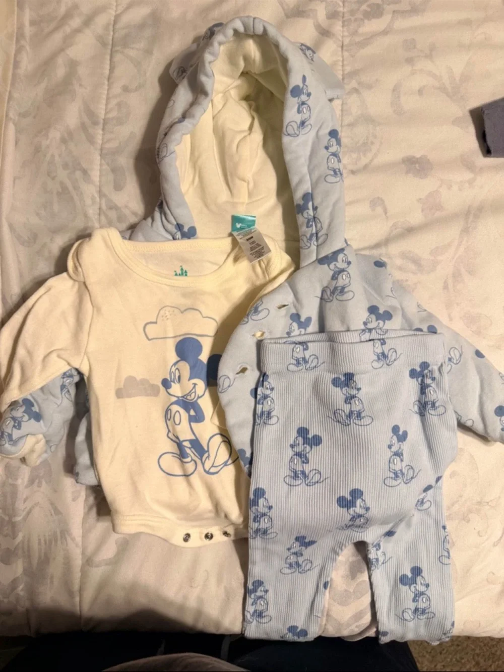 Disney Baby Mickey Mouse Blue and Cream 3-Piece Matching Set